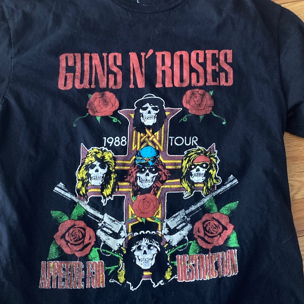 Guns N' Roses Black Graphic Tour T-Shirt - 1988 size large